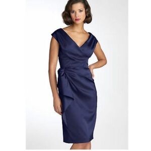 Maggy London Navy Blue Satin Cocktail Dress